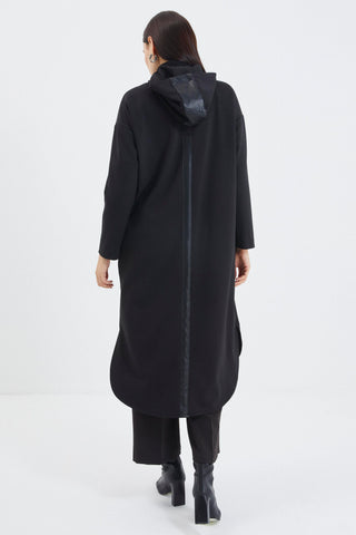 Hooded Stand-Up Collar Sportswear Sweatshirt Black 0131