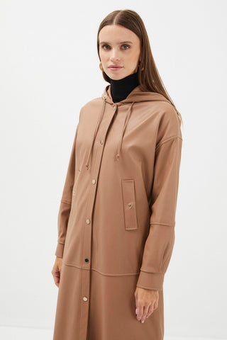 Kapüşonlu Cep Detaylı Uzun Giy Çık Camel Giy Çık 0135