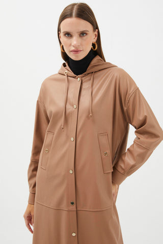 Kapüşonlu Cep Detaylı Uzun Giy Çık Camel Giy Çık 0135