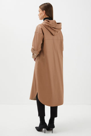 Kapüşonlu Cep Detaylı Uzun Giy Çık Camel Giy Çık 0135
