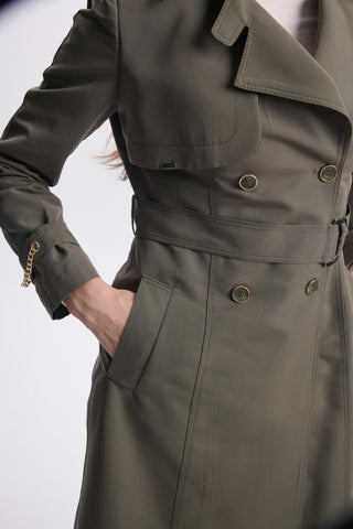 Zincir Ve Kemer Detaylı Haki Trençkot 12615