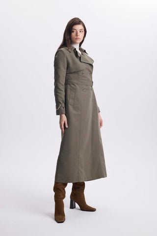 Zincir Ve Kemer Detaylı Haki Trençkot 12615