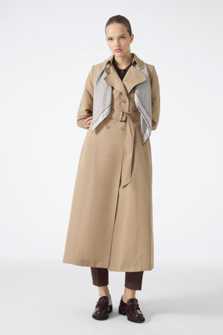 Zincir Ve Kemer Detaylı Vizon Trençkot 12615