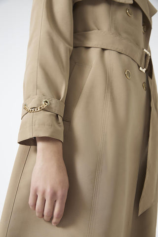 Zincir Ve Kemer Detaylı Vizon Trençkot 12615