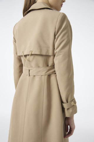 Zincir Ve Kemer Detaylı Vizon Trençkot 12615