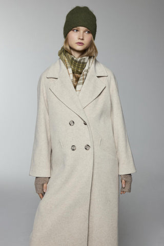 Kruvaze Yaka Cep Detaylı Kaşe Kaban