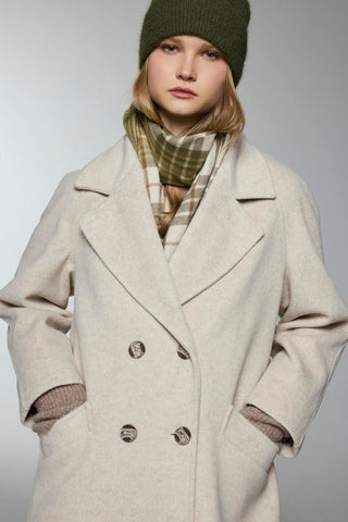 Kruvaze Yaka Cep Detaylı Kaşe Kaban Bej Kaban 13300