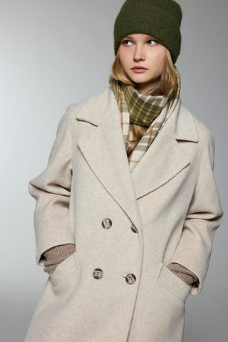 Kruvaze Yaka Cep Detaylı Kaşe Kaban Bej Kaban 13300