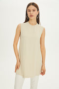 Crew Neck Sleeveless Undershirt Beige Tunic 0002