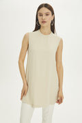 Crew Neck Sleeveless Undershirt Beige Tunic 0002