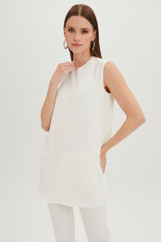 Crew Neck Sleeveless Undershirt Ecru Tunic 0002