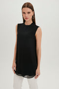 Crew Neck Sleeveless Undershirt Black Tunic 0002