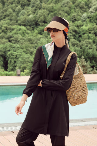 Tam Kapalı Tesettür Mayo Siyah Plaj Giyim 0013