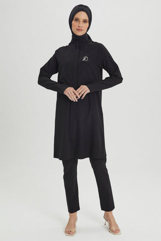 Fully Covered Hijab Swimsuit Black Beachwear 0013