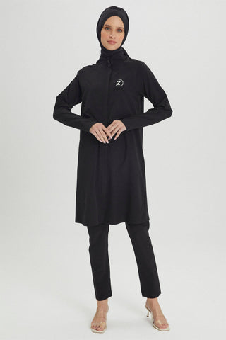 Fully Covered Hijab Swimsuit Black Beachwear 0013