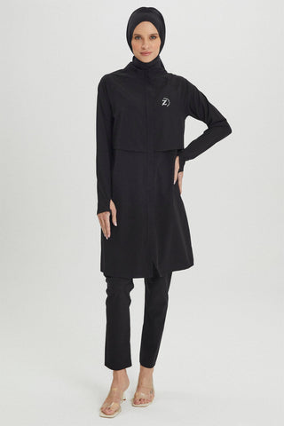 Fully Covered Hijab Swimsuit Black Beachwear 0013