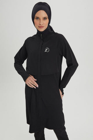 Fully Covered Hijab Swimsuit Black Beachwear 0013