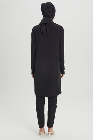 Fully Covered Hijab Swimsuit Black Beachwear 0013