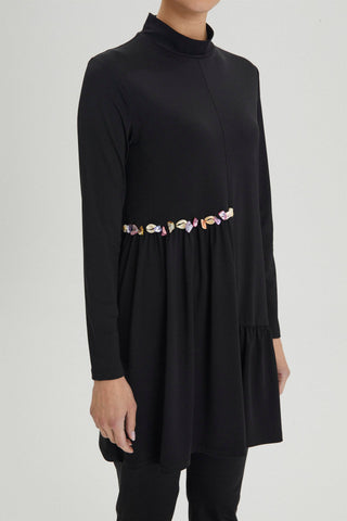 Seashell Detail Full Coverage Hijab Swimsuit Black Beachwear 0014
