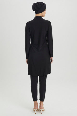 Detailed Embroidered Full Coverage Swimsuit Black Beachwear 0015