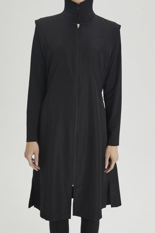 Hooded 2-Piece Full Coverage Swimsuit Black Beachwear 0019