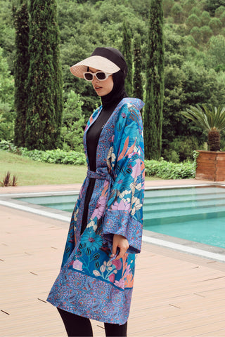 4-Piece Full Coverage Swimsuit Black Beachwear 0020