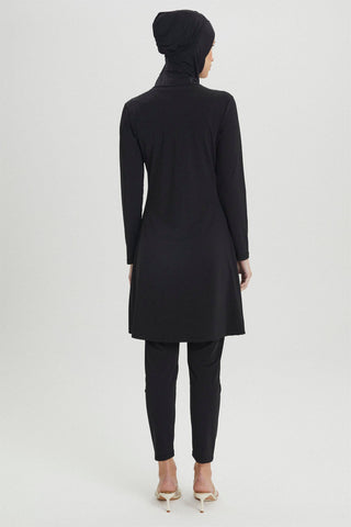 4 Parça Tam Kapalı Mayo Siyah Plaj Giyim 0020