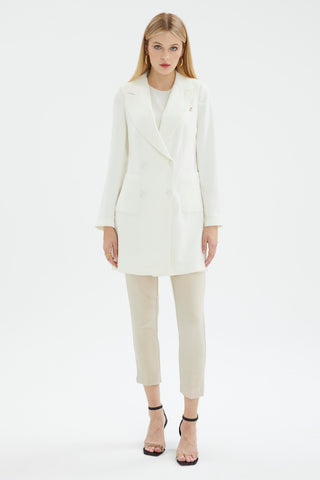 Double-breasted jacket with pocket details, off-white color 0024