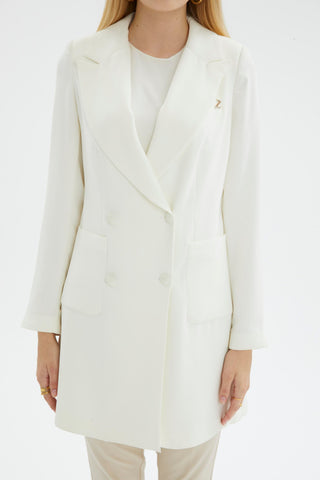 Double-breasted jacket with pocket details, off-white color 0024