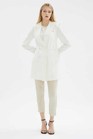 Double-breasted jacket with pocket details, off-white color 0024