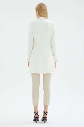 Double-breasted jacket with pocket details, off-white color 0024
