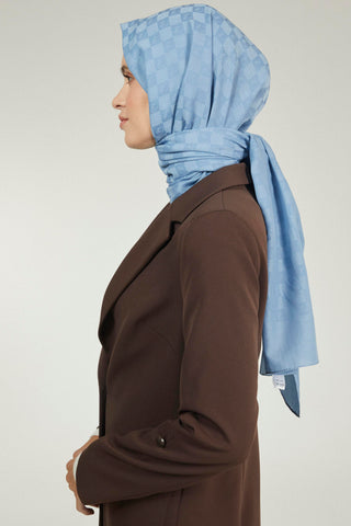 Monogram Desenli Seher Indigo Şal 0106