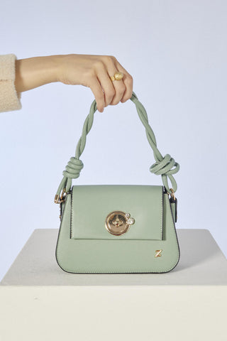 Aksesuar Detaylı Minimal Düz Yeşil Çanta 0306