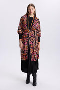 Desenli Kuşak Detaylı  Satin Oranj Hırka 0007