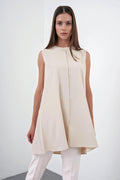 Crew Neck Sleeveless Undershirt Beige Tunic 0007