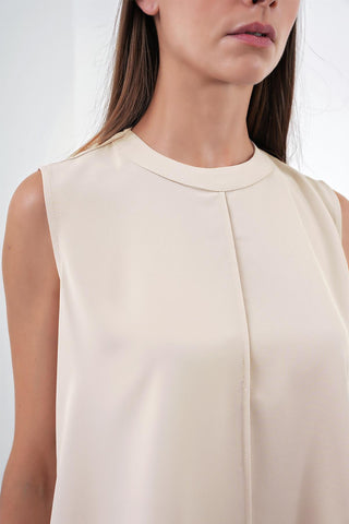 Crew Neck Sleeveless Undershirt Beige Tunic 0007