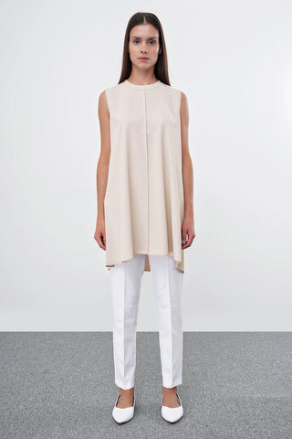 Crew Neck Sleeveless Undershirt Beige Tunic 0007