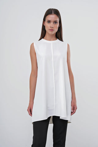 Crew Neck Sleeveless Undershirt Ecru Tunic 0007