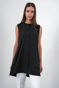 Crew Neck Sleeveless Undershirt Black Tunic 0007