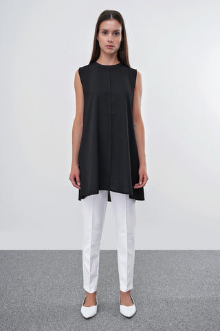 Crew Neck Sleeveless Undershirt Black Tunic 0007