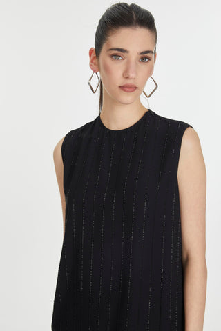 Stone Embellished Undershirt Black Tunic 0008