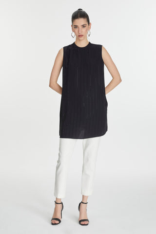 Stone Embellished Undershirt Black Tunic 0008