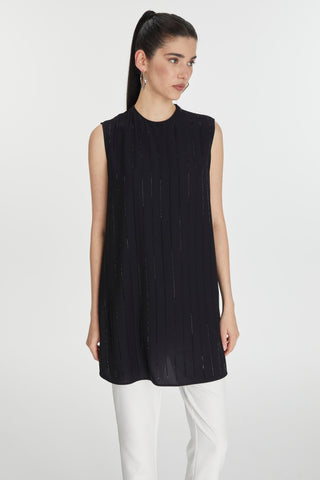 Stone Embellished Undershirt Black Tunic 0008