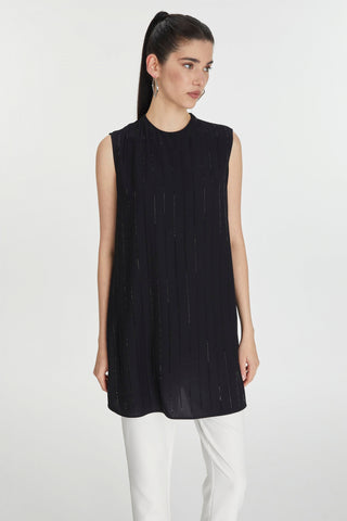 Taş Işlemeli Içlik Siyah Tunik 0008