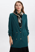 Long Emerald Green Jacket with Sleeve Detail 0029