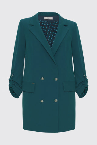Long Emerald Green Jacket with Sleeve Detail 0029