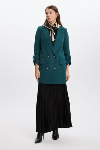 Long Emerald Green Jacket with Sleeve Detail 0029