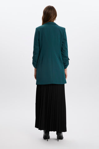 Long Emerald Green Jacket with Sleeve Detail 0029