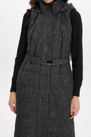 Hooded Vest with Pocket Details, Anthracite 0087