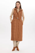 Hooded Vest with Pocket Details, Hazelnut Color 0087